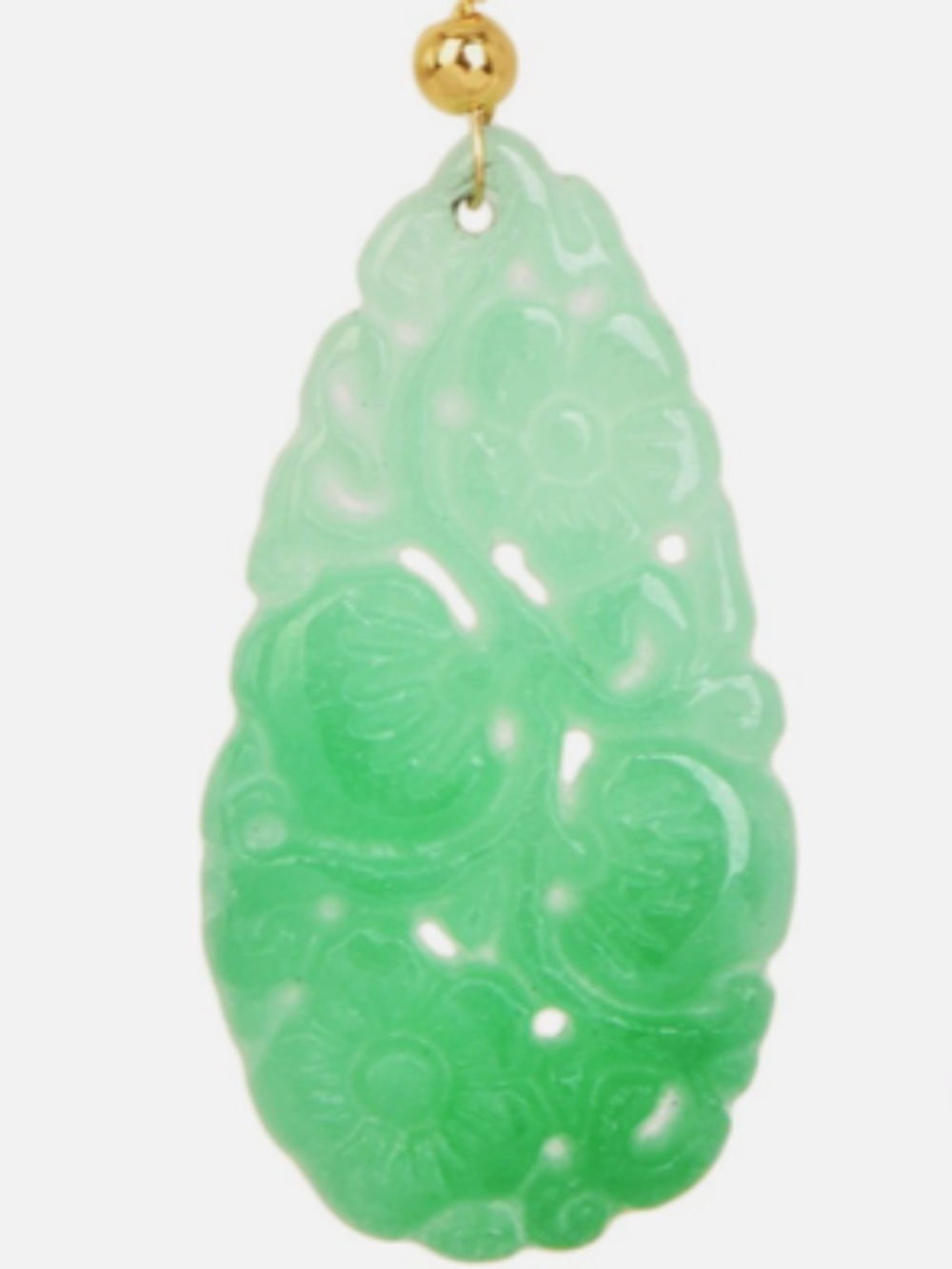Estate Jade 14K Yellow Gold Carved Pendant 2.6 Grams